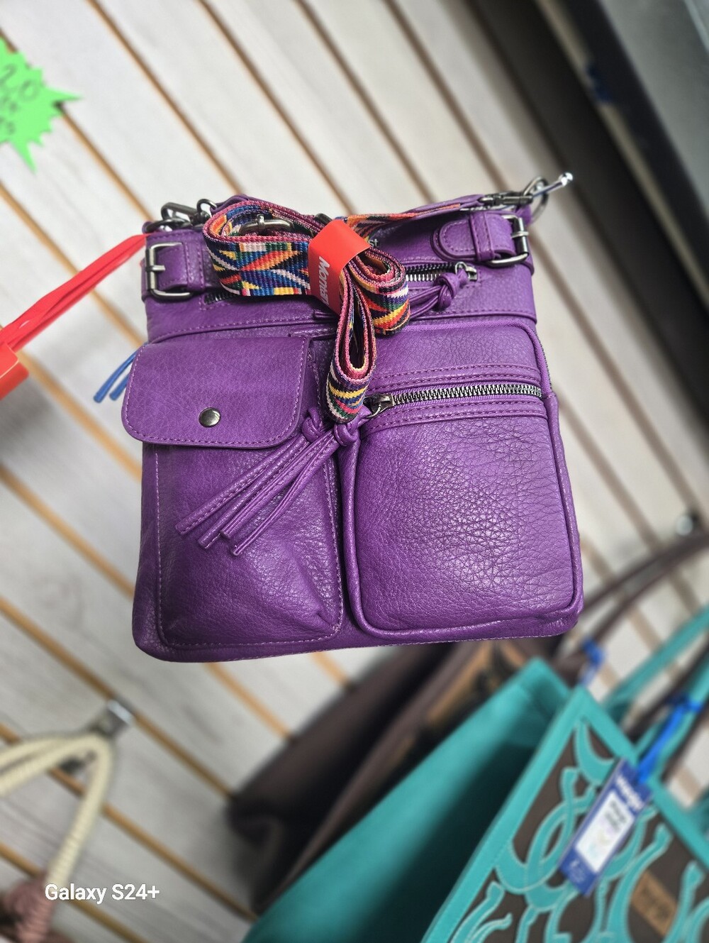Montana West Purple Crossbody with Colorful Woven Strap